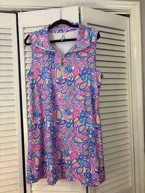 Lulu-B Sleeveless Paisley Mini Dress in Pink, Blue & Purple
